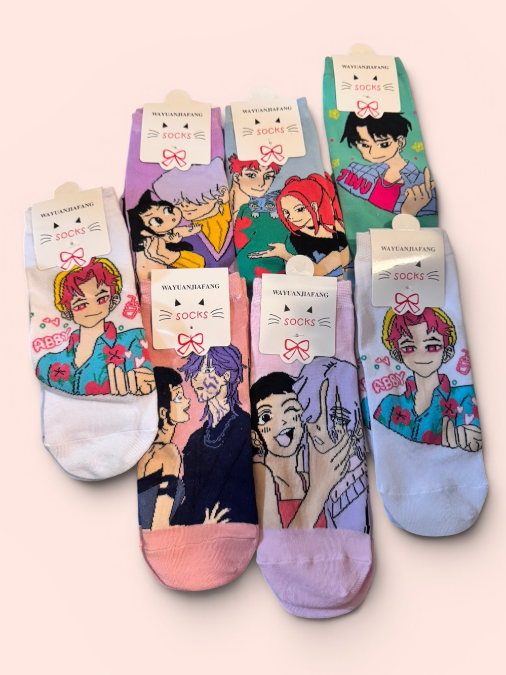 🔥 K-Pop Demon Hunters Anime Style Socks | Jinu & Rumi Fan Gear Set of 7